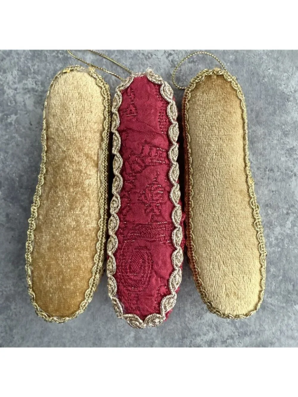 PIER 1 Slipper Shoe Ballet Flat Christmas Ornaments Beaded Diva Glam Lot Of 3